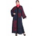 Front open embroidered Dubai abaya- Navy Blue